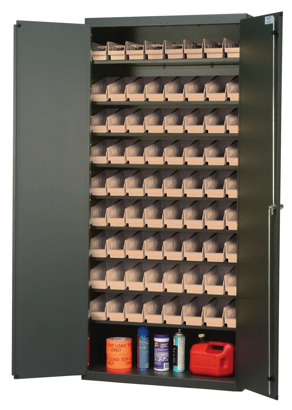 Quantum QPR-101IV Heavy-Duty 36" Bin Cabinet, 36"W x 18"D x 78"H, 400 lb capacity, Gray