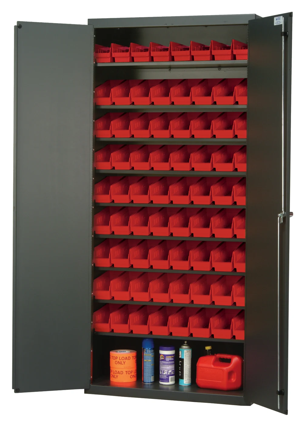 Quantum QPR-101RD Heavy-Duty 36" Bin Cabinet, 36"W x 18"D x 78"H, 400 lb capacity, Gray