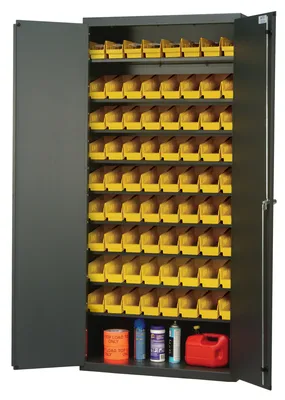 Quantum QPR-101YL Heavy-Duty 36" Bin Cabinet, 36"W x 18"D x 78"H, 400 lb capacity, Gray