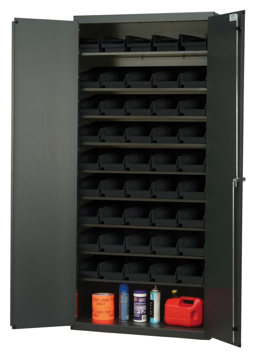 Quantum QPR-102BK Heavy-Duty 36" Bin Cabinet, 36"W x 18"D x 78"H, 400 lb capacity, Gray