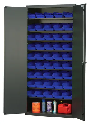 Quantum QPR-102BL Heavy-Duty 36" Bin Cabinet, 36"W x 18"D x 78"H, 400 lb capacity, Gray
