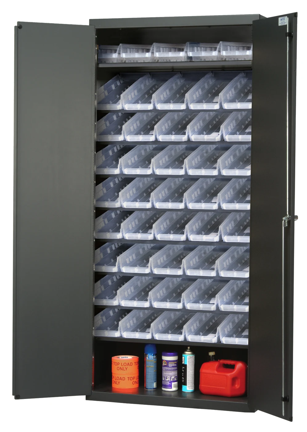 Quantum QPR-107CL Heavy-Duty 36" Bin Cabinet, 36"W x 18"D x 78"H, 400 lb capacity, Gray