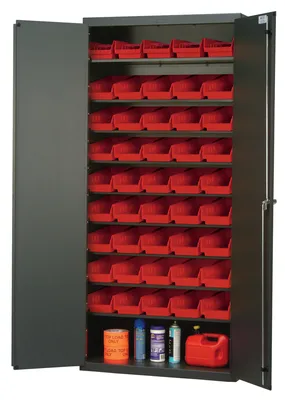 Quantum QPR-102RD Heavy-Duty 36" Bin Cabinet, 36"W x 18"D x 78"H, 400 lb capacity, Gray