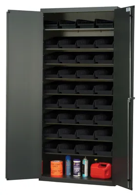 Quantum QPR-107BK Heavy-Duty 36" Bin Cabinet, 36"W x 18"D x 78"H, 400 lb capacity, Gray