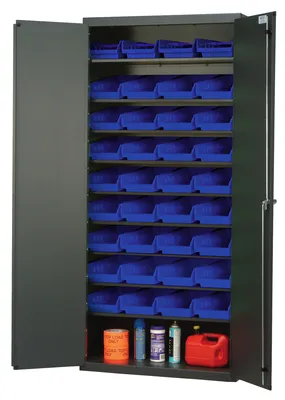 Quantum QPR-107BL Heavy-Duty 36" Bin Cabinet, 36"W x 18"D x 78"H, 400 lb capacity, Gray