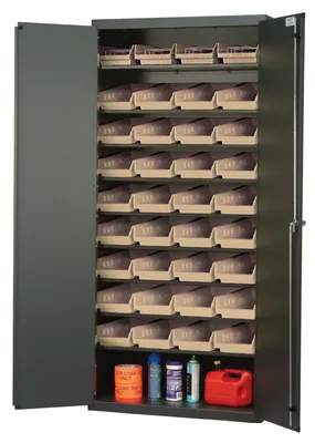 Quantum QPR-107IV Heavy-Duty 36" Bin Cabinet, 36"W x 18"D x 78"H, 400 lb capacity, Gray