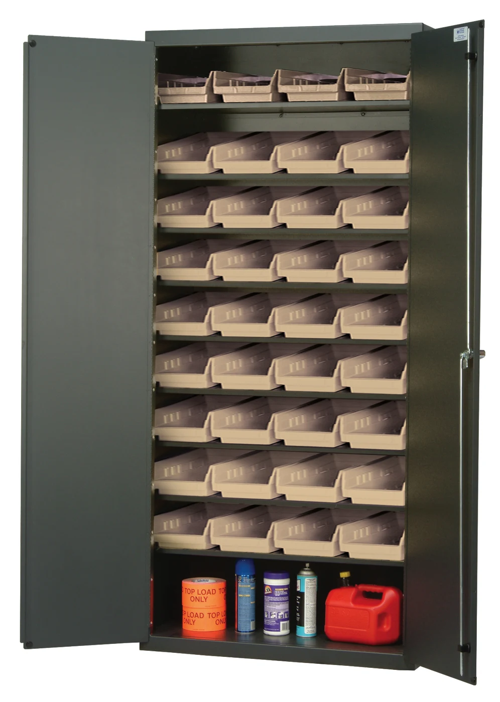 Quantum QPR-107IV Heavy-Duty 36" Bin Cabinet, 36"W x 18"D x 78"H, 400 lb capacity, Gray