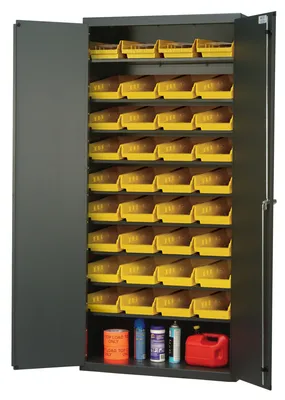 Quantum QPR-107YL Heavy-Duty 36" Bin Cabinet, 36"W x 18"D x 78"H, 400 lb capacity, Gray