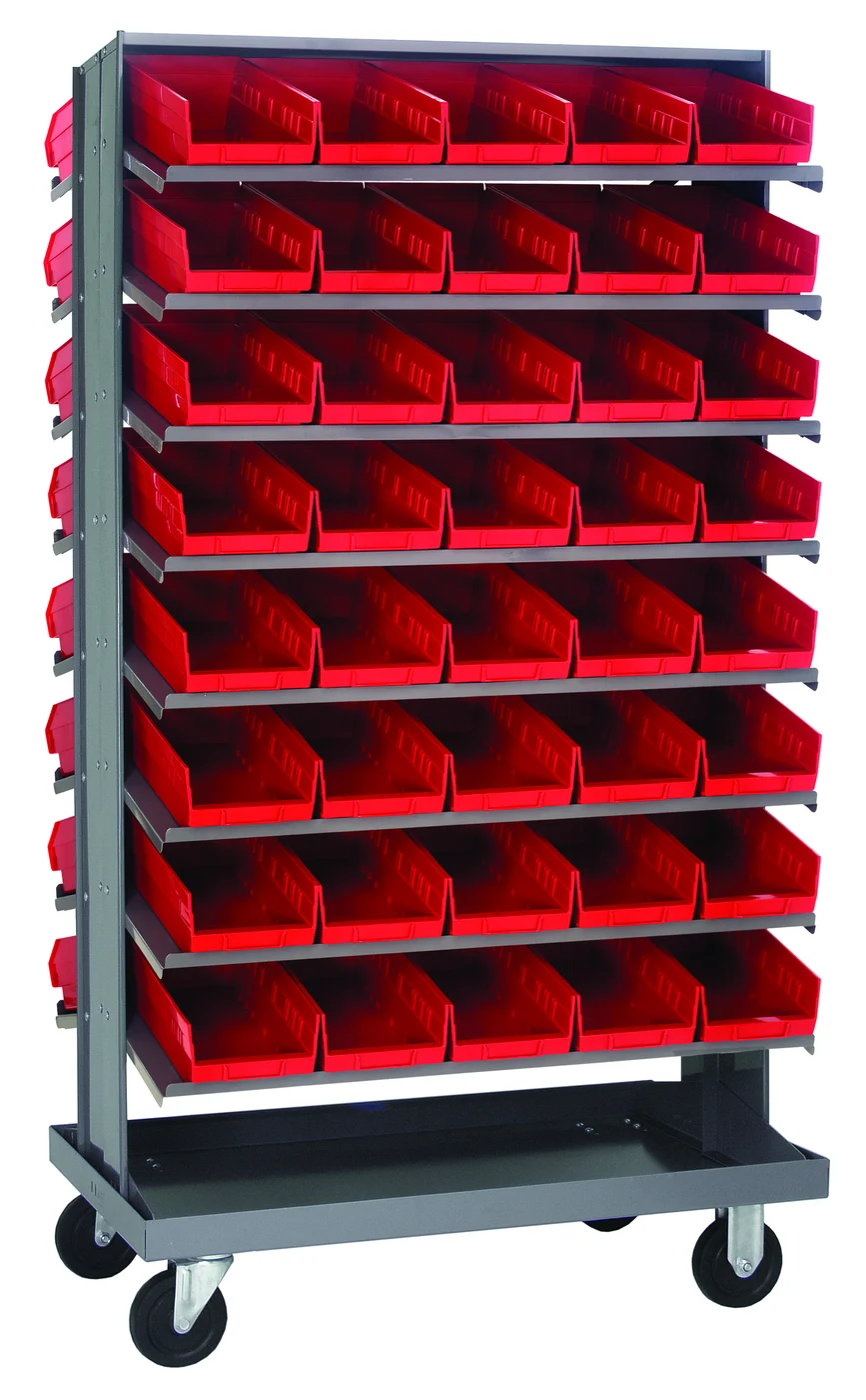 Quantum QPRDM-102RD Mobile Pick Rack, 24"L x 36"W x 60"H, 800 lb capacity, Gray