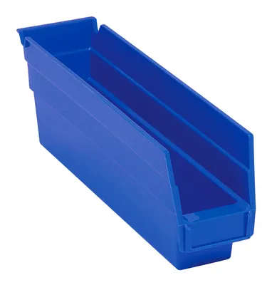 Quantum QSB100BLCS Economy Shelf Bin, 11-5/8"D x 2-3/4"W x 4"H, 35 lb capacity, Blue, Case of 36