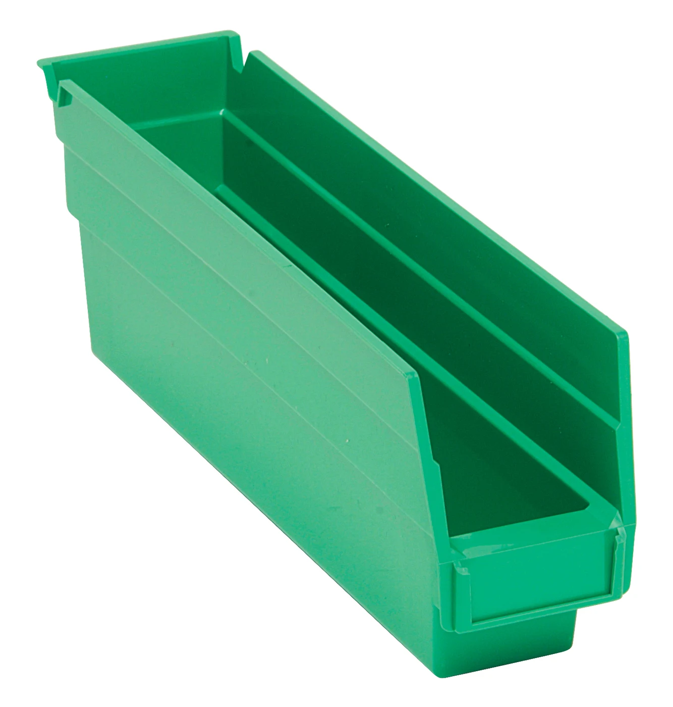 Quantum QSB100GNCS Economy Shelf Bin, 11-5/8"D x 2-3/4"W x 4"H, 35 lb capacity, Green, Case of 36