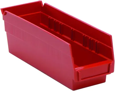 Quantum QSB101RDCS Economy Shelf Bin, 11-5/8"D x 4-1/8"W x 4"H, 35 lb capacity, Red, Case of 36