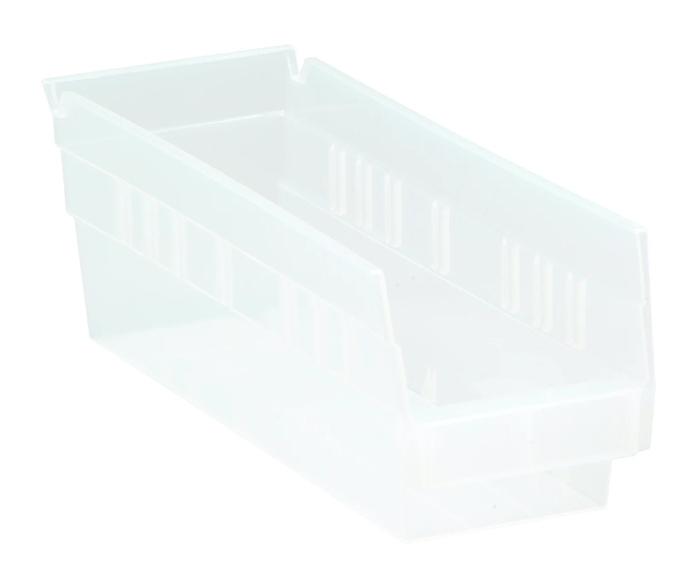 Quantum QSB101CLCS Economy Shelf Bin, 11-5/8"D x 4-1/8"W x 4"H, 35 lb capacity, Clear, Case of 36