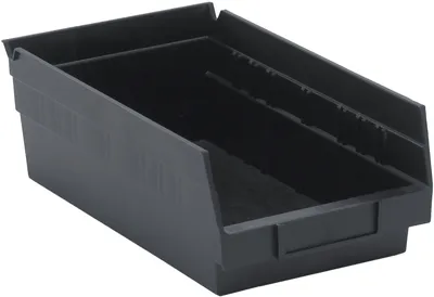 Quantum QSB102COCS Economy Shelf Bin, 11-5/8"D x 6-5/8"W x 4"H, 35 lb capacity, Black, Case of 30