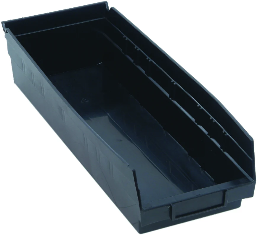Quantum QSB104BKCS Economy Shelf Bin, 17-7/8"D x 6-5/8"W x 4"H, 35 lb capacity, Black, Case of 20