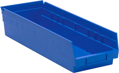 Quantum QSB104BLCS Economy Shelf Bin, 17-7/8"D x 6-5/8"W x 4"H, 35 lb capacity, Blue, Case of 20