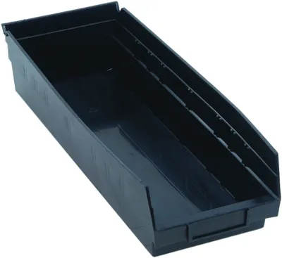 Quantum QSB104BRCS Economy Shelf Bin, 17-7/8"D x 6-5/8"W x 4"H, 35 lb capacity, Black, Case of 20
