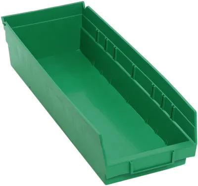 Quantum QSB104GNCS Economy Shelf Bin, 17-7/8"D x 6-5/8"W x 4"H, 35 lb capacity, Green, Case of 20