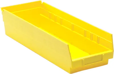 Quantum QSB104YLCS Economy Shelf Bin, 17-7/8"D x 6-5/8"W x 4"H, 35 lb capacity, Yellow, Case of 20