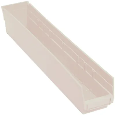 Quantum QSB105IVCS Economy Shelf Bin, 23-5/8"D x 4-1/8"W x 4"H, 35 lb capacity, Ivory, Case of 16