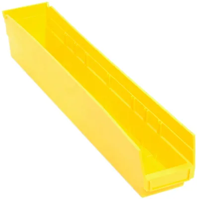 Quantum QSB105YLCS Economy Shelf Bin, 23-5/8"D x 4-1/8"W x 4"H, 35 lb capacity, Yellow, Case of 16
