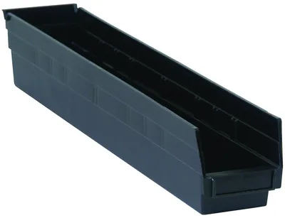 Quantum QSB105COCS Economy Shelf Bin, 23-5/8"D x 4-1/8"W x 4"H, 35 lb capacity, Black, Case of 16