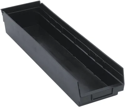 Quantum QSB106BKCS Economy Shelf Bin, 23-5/8"D x 6-5/8"W x 4"H, 35 lb capacity, Black, Case of 8