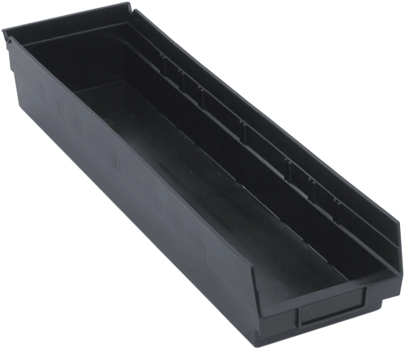Quantum QSB106BKCS Economy Shelf Bin, 23-5/8"D x 6-5/8"W x 4"H, 35 lb capacity, Black, Case of 8