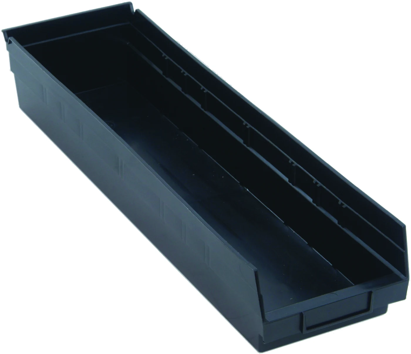 Quantum QSB106BRCS Economy Shelf Bin, 23-5/8"D x 6-5/8"W x 4"H, 35 lb capacity, Black, Case of 8