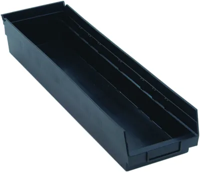 Quantum QSB106COCS Economy Shelf Bin, 23-5/8"D x 6-5/8"W x 4"H, 35 lb capacity, Black, Case of 8