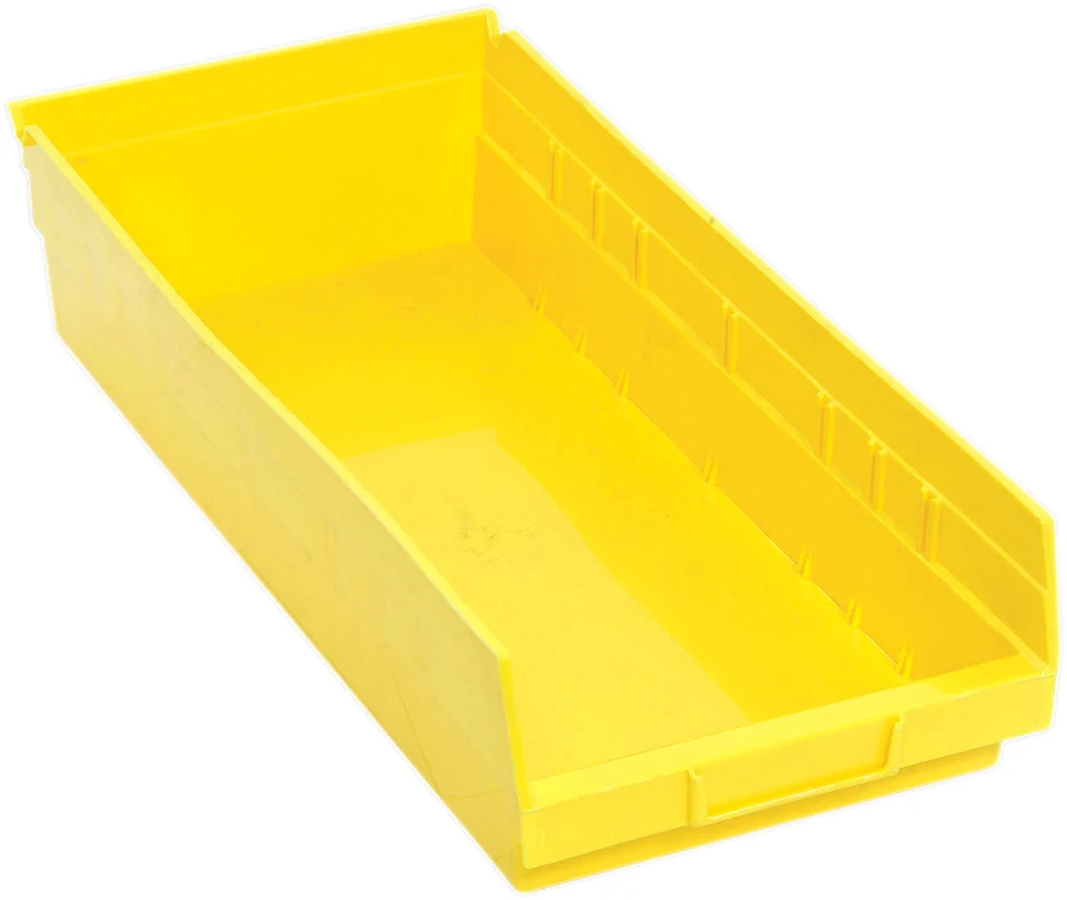 Quantum QSB108YLCS Economy Shelf Bin, 17-7/8"D x 8-3/8"W x 4"H, 35 lb capacity, Yellow, Case of 10