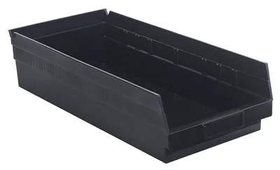Quantum QSB108COCS Economy Shelf Bin, 17-7/8"D x 8-3/8"W x 4"H, 35 lb capacity, Black, Case of 10