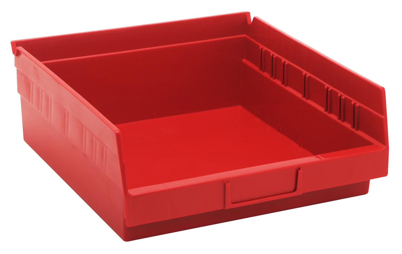 Quantum QSB109RDCS Economy Shelf Bin, 11-5/8"D x 11-1/8"W x 4"H, 35 lb capacity, Red, Case of 8