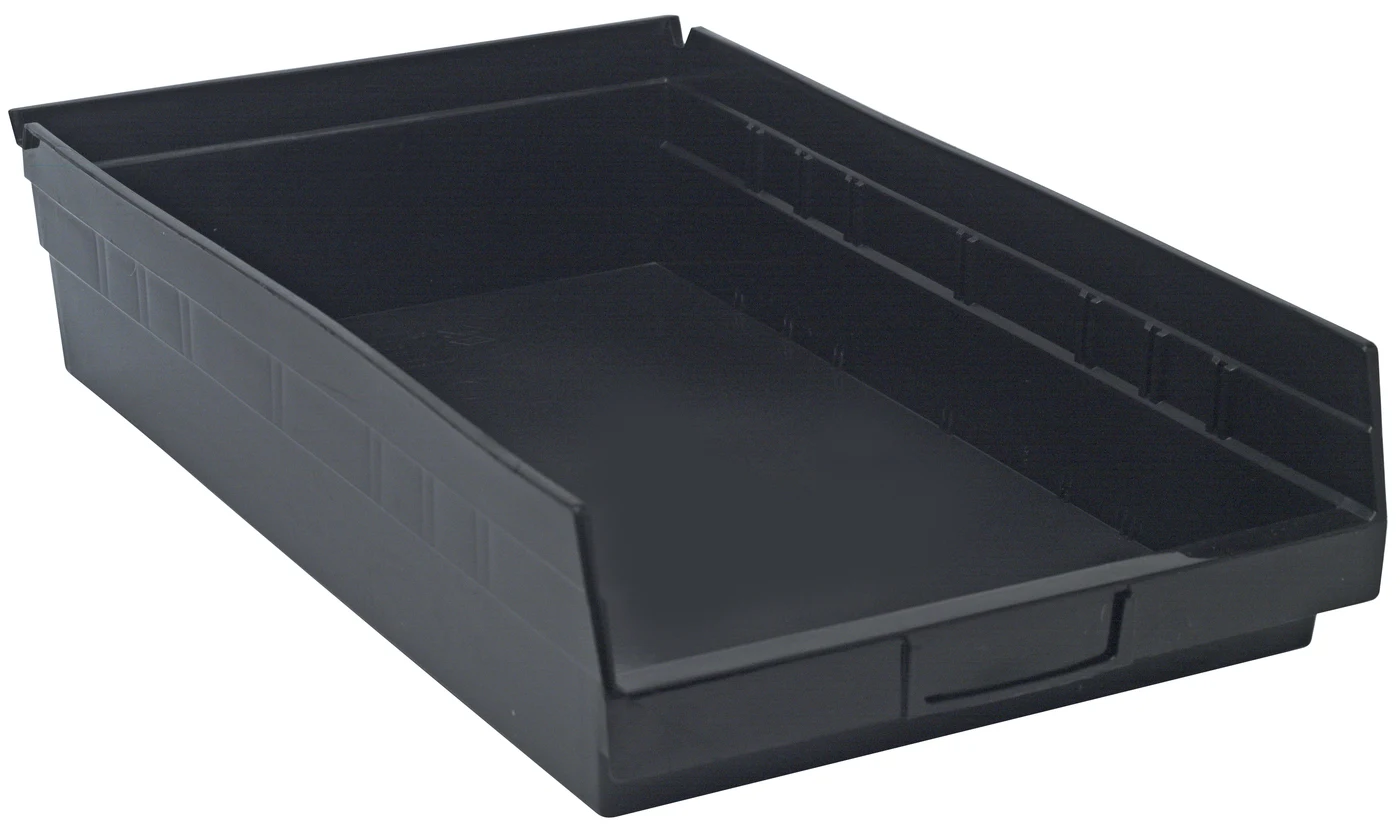 Quantum QSB110BRCS Economy Shelf Bin, 17-7/8"D x 11-1/8"W x 4"H, 35 lb capacity, Black, Case of 8
