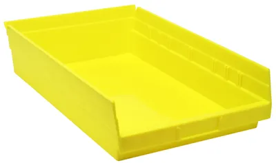 Quantum QSB110YLCS Economy Shelf Bin, 17-7/8"D x 11-1/8"W x 4"H, 35 lb capacity, Yellow, Case of 8