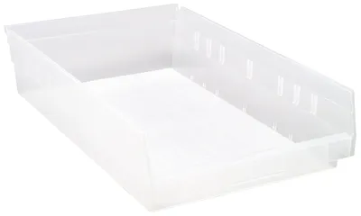 Quantum QSB110CLCS Economy Shelf Bin, 17-7/8"D x 11-1/8"W x 4"H, 35 lb capacity, Clear, Case of 8