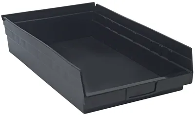 Quantum QSB110COCS Economy Shelf Bin, 17-7/8"D x 11-1/8"W x 4"H, 35 lb capacity, Black, Case of 8