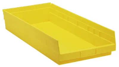 Quantum QSB116YLCS Economy Shelf Bin, 23-5/8"D x 11-1/8"W x 4"H, 35 lb capacity, Yellow, Case of 6