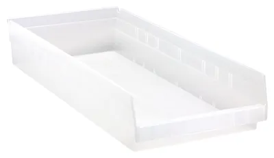 Quantum QSB116CLCS Economy Shelf Bin, 23-5/8"D x 11-1/8"W x 4"H, 35 lb capacity, Clear, Case of 6
