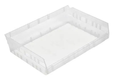 Quantum QSB118CLCS Economy Shelf Bin, 11-5/8"D x 16-1/2"W x 4"H, 35 lb capacity, Clear, Case of 6