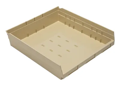 Quantum QSB122IVCS Economy Shelf Bin, 17-7/8"D x 16-1/2"W x 4"H, 35 lb capacity, Ivory, Case of 6