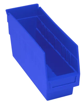 Quantum QSB201BLCS Economy Shelf Bin, 4-1/8"W x 11-5/8"L x 6"H, 45 lb capacity, Blue, Case of 36