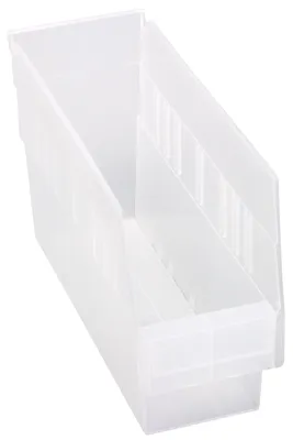 Quantum QSB201CLCS Economy Shelf Bin, 4-1/8"W x 11-5/8"L x 6"H, 45 lb capacity, Clear, Case of 36