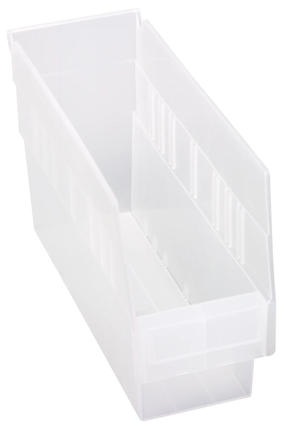 Quantum QSB201CLCS Economy Shelf Bin, 4-1/8"W x 11-5/8"L x 6"H, 45 lb capacity, Clear, Case of 36