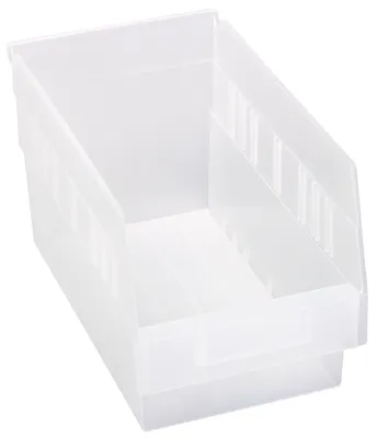 Quantum QSB202CLCS Economy Shelf Bin, 6-5/8"W x 11-5/8"L x 6"H, 45 lb capacity, Clear, Case of 30