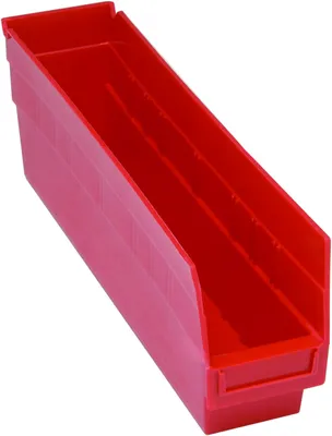 Quantum QSB203RDCS Economy Shelf Bin, 4-1/8"W x 17-7/8"L x 6"H, 45 lb capacity, Red, Case of 20