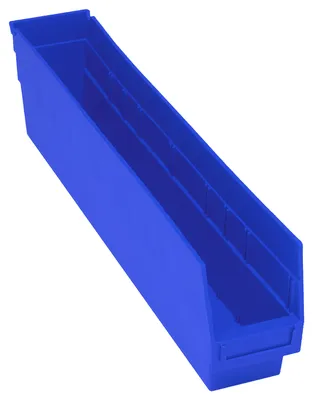 Quantum QSB205BLCS Economy Shelf Bin, 4-1/8"W x 23-5/8"L x 6"H, 45 lb capacity, Blue, Case of 16
