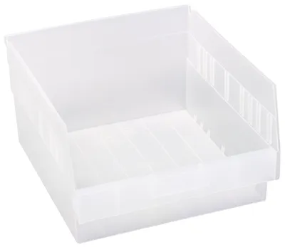 Quantum QSB209CLCS Economy Shelf Bin, 11-1/8"W x 11-5/8"L x 6"H, 45 lb capacity, Clear, Case of 8
