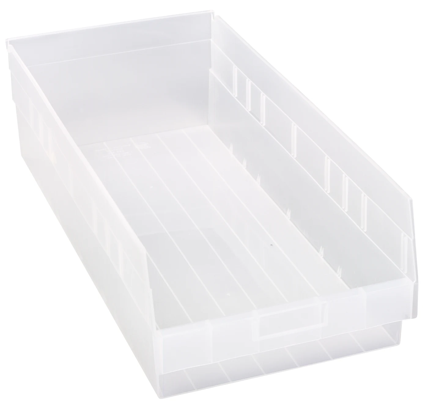 Quantum QSB216CLCS Economy Shelf Bin, 11-1/8"W x 23-5/8"L x 6"H, 45 lb capacity, Clear, Case of 6