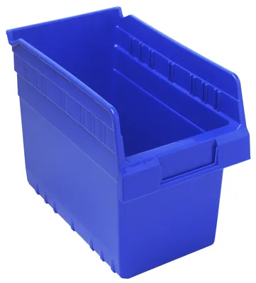 Quantum QSB802BLCS Economy Shelf Bin, 6-5/8"W x 11-5/8"L x 8"H, 45 lb capacity, Blue, Case of 30
